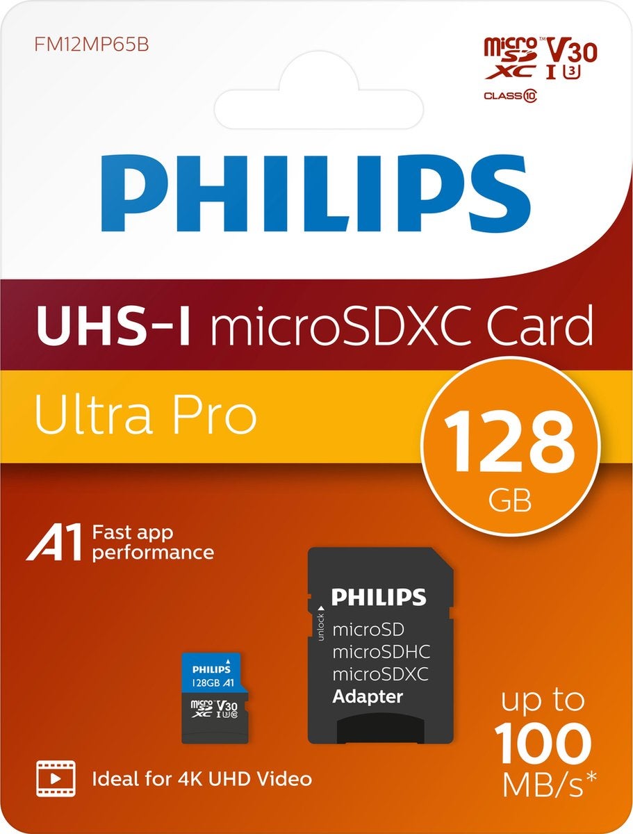 Philips MicroSDXC UHS-I U3 Kaart 128GB