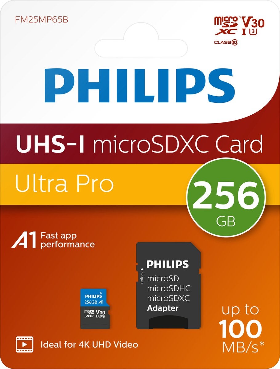 Philips MicroSDXC UHS-I U3 Kaart 256GB