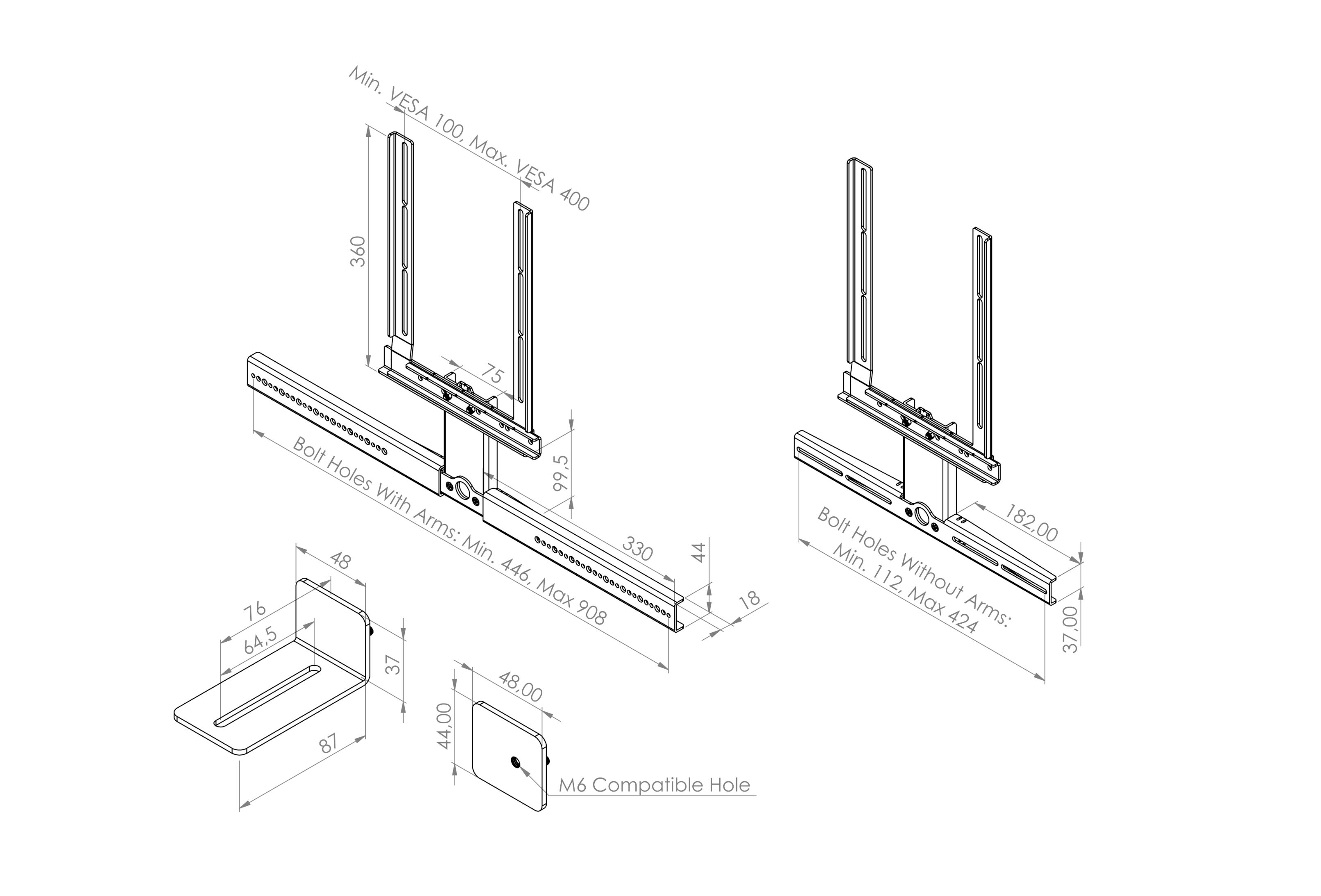 Cavus CFUNIB Frame voor soundbar universeel Zwart