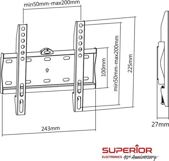 Superior Electronics SUPSTV001 Muurbeugel 23-42 inch