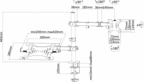 Neomounts by Newstar Flat Screen & Notebook Desk Mount (clamp/grommet)